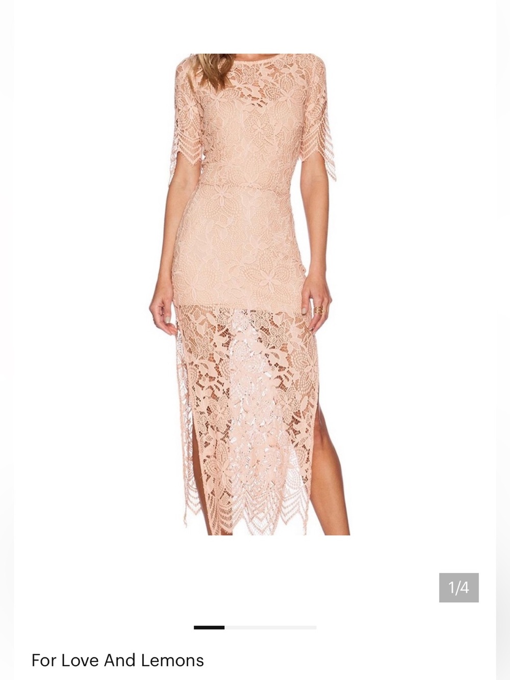 For Love And Lemons Blush Lace Midi Dress